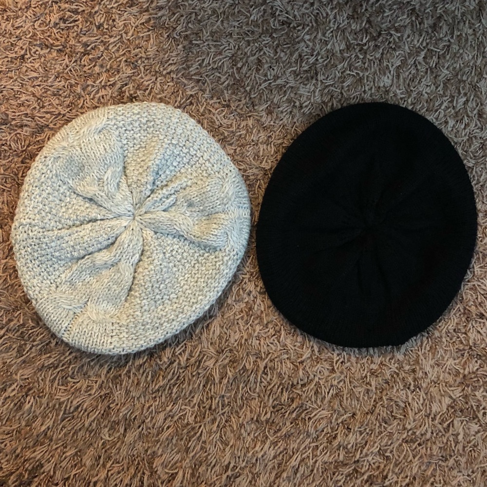 White/Grey and Black Slouchy Beanies